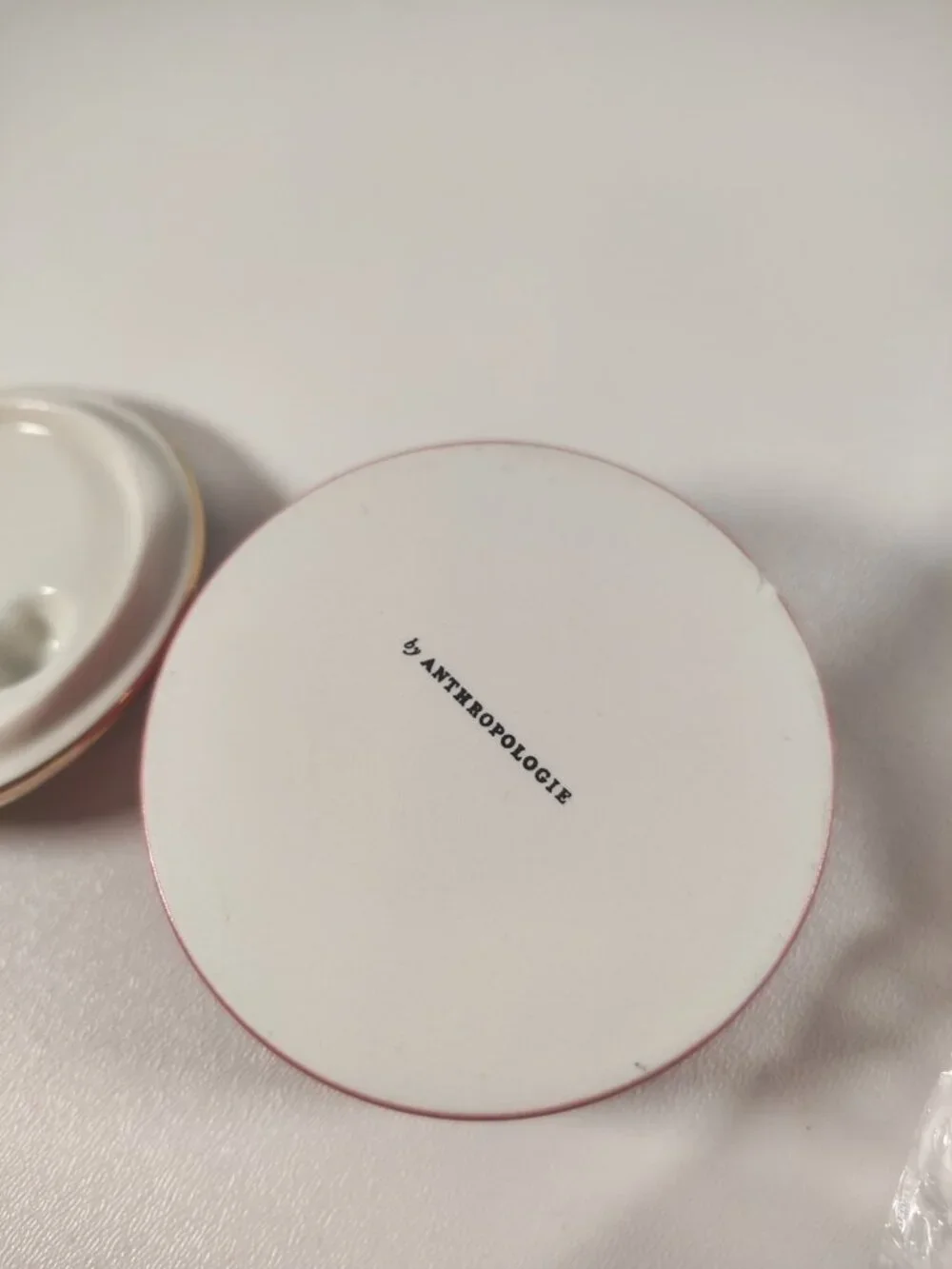 Anthropologie Monogram S Cherry Ceramic Trinket Box Jewelry Box with Lid